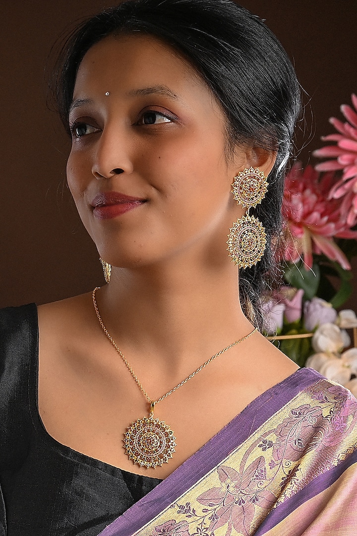 Gold Plated Imitation Stone & Pearl Necklace by Totapari at Pernia's Pop Up Shop