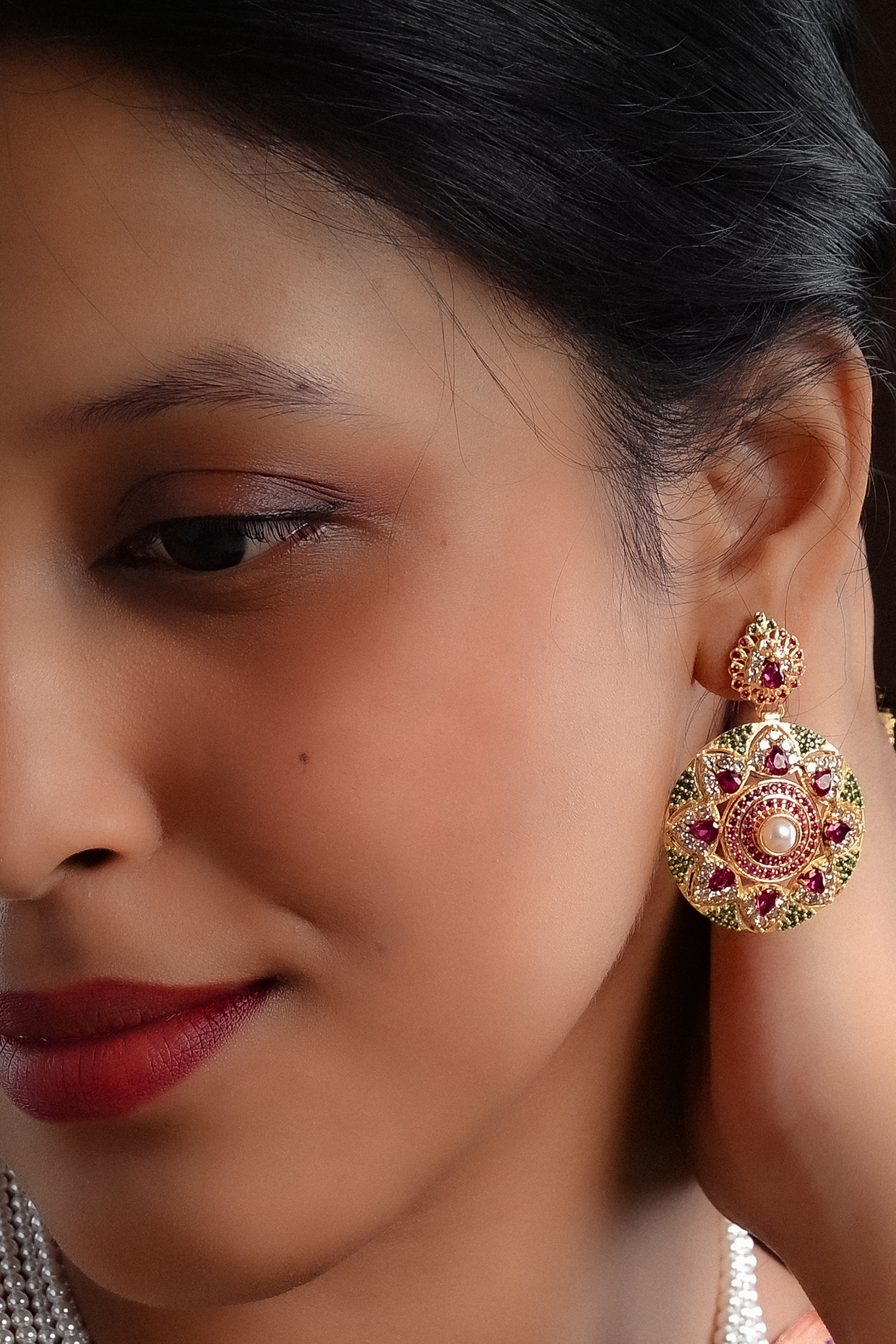 Gold Plated Lab Created Stone & Zircon Dangler Earrings by Totapari at Pernia's Pop Up Shop
