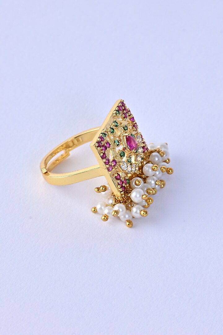 Gold Plated Lab Created Stone & Zircon Ring by Totapari at Pernia's Pop Up Shop