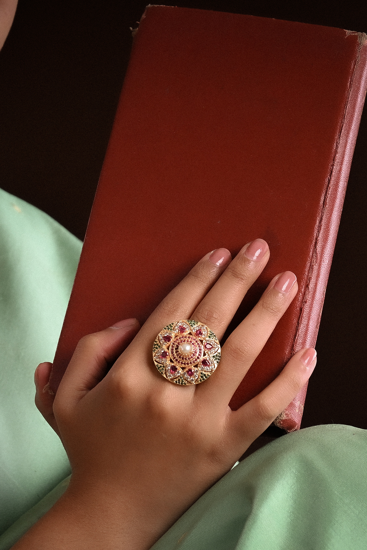 Gold Plated Lab Created Stone & Zircon Ring by Totapari at Pernia's Pop Up Shop