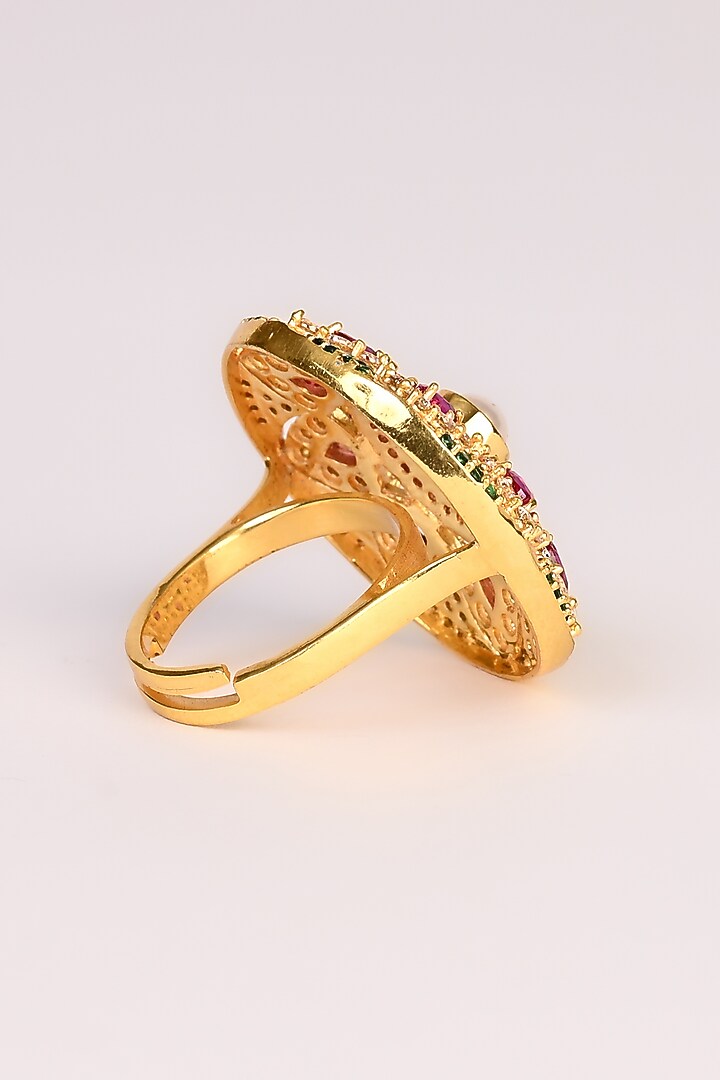 Gold Plated Lab Created Stone & Zircon Ring by Totapari at Pernia's Pop Up Shop