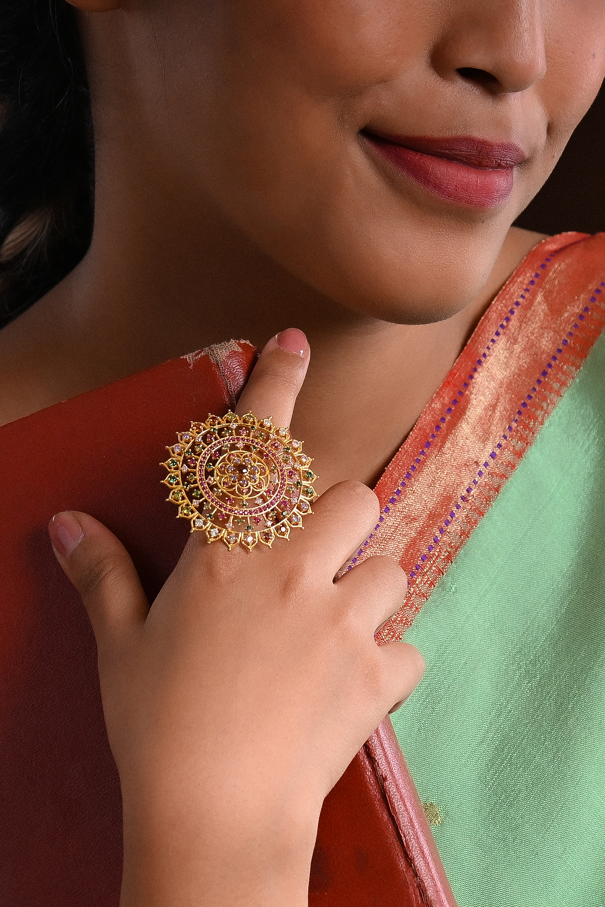 Gold Plated Zircon Ring by Totapari at Pernia's Pop Up Shop