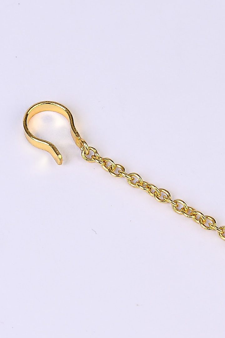 Gold Plated Imitation Stone & Faux Pearl Maang Tikka by Totapari at Pernia's Pop Up Shop