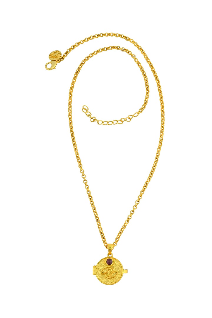 Gold Plated Amethyst Stone Pisces Photo Locket Necklace by Totapari at Pernia's Pop Up Shop