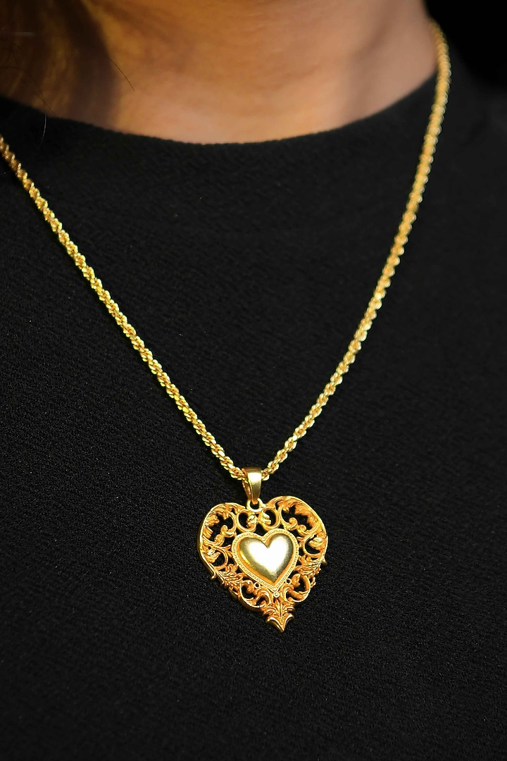Gold Plated Brass Heart Pendant Necklace by Totapari at Pernia's Pop Up Shop