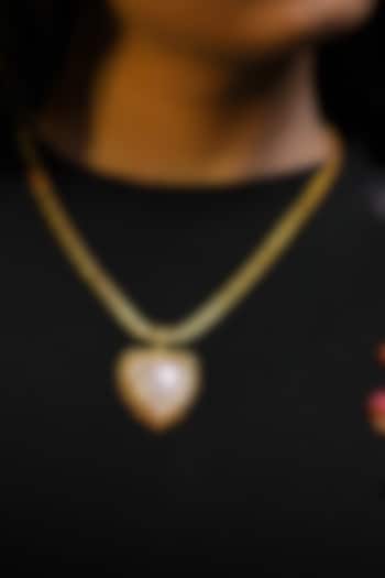 Gold Plated Rose Quartz Stone Heart Of Aurelia Necklace by Totapari at Pernia's Pop Up Shop
