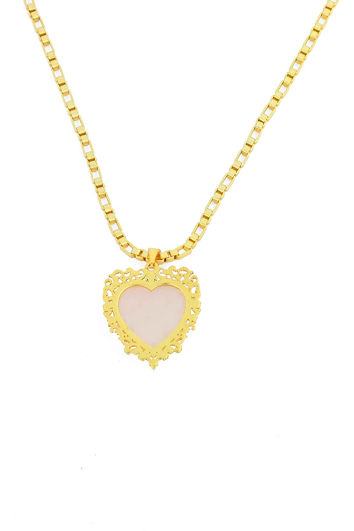 Gold Plated Rose Quartz Stone Heart Of Aurelia Necklace by Totapari at Pernia's Pop Up Shop