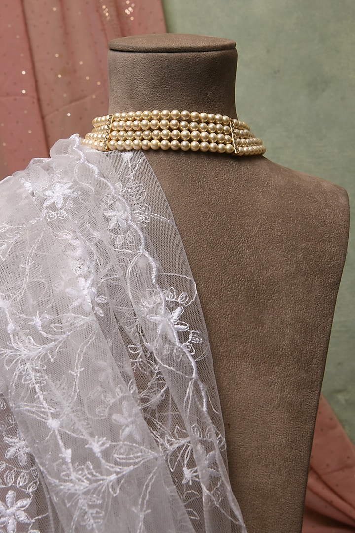 Gold Finish Pearl Choker Necklace by Totapari at Pernia's Pop Up Shop