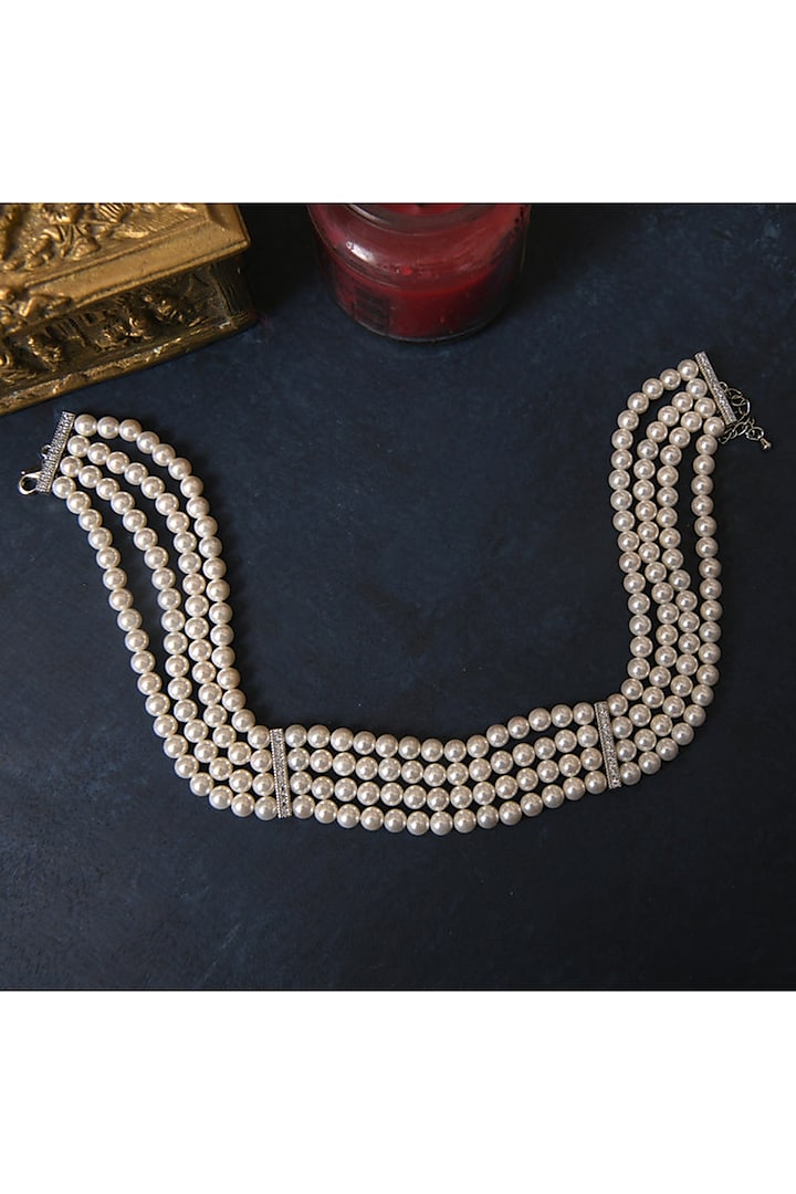 White Pearl Choker Necklace by Totapari