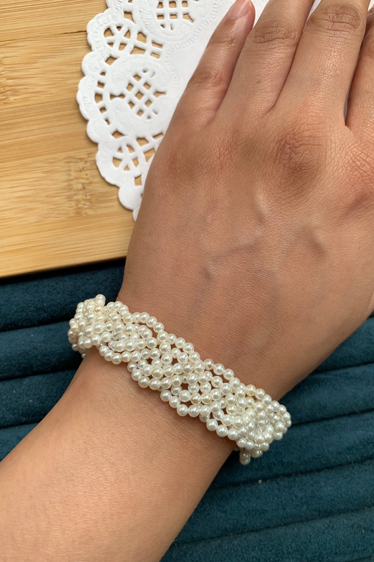 Braided pearl bracelet sale