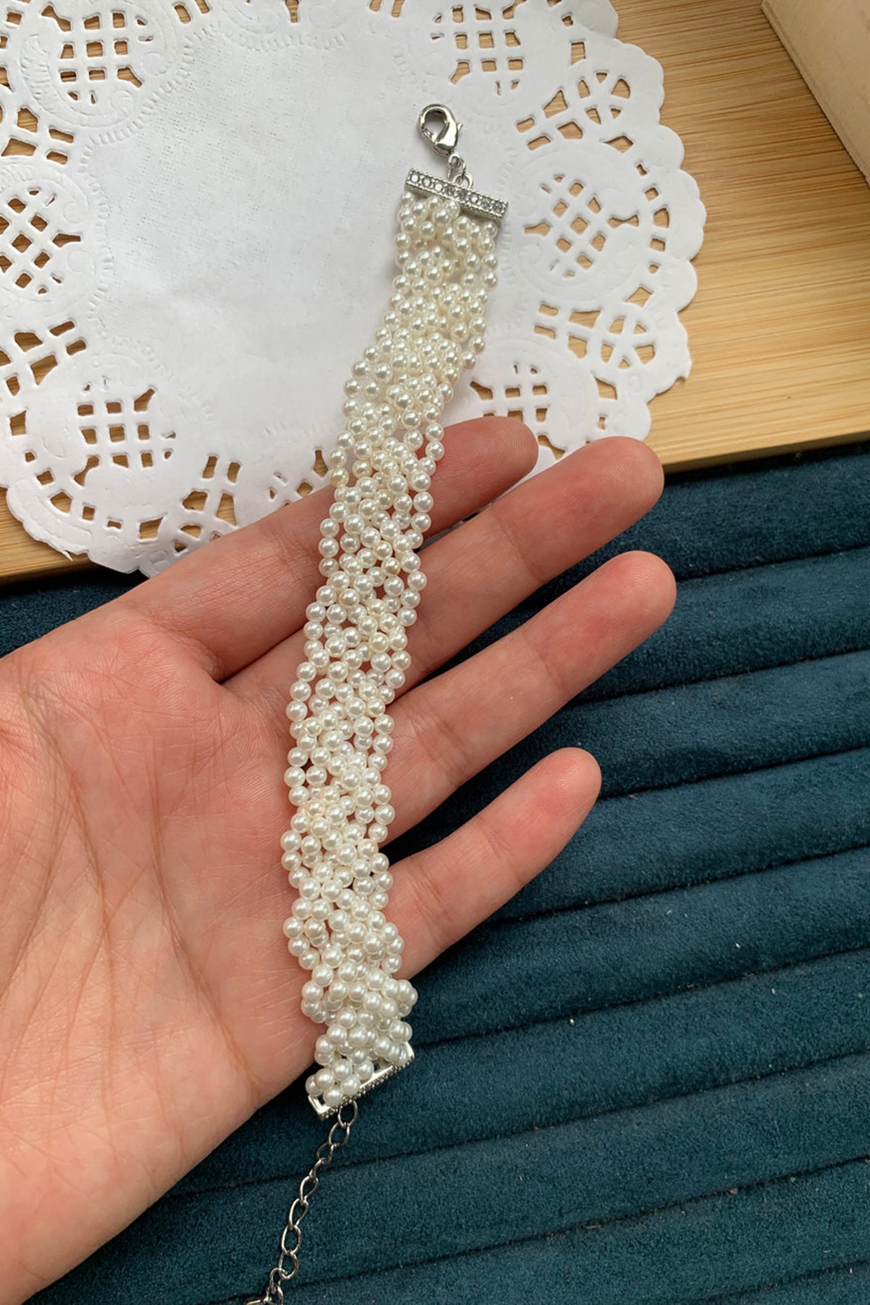 Braided pearl bracelet discount