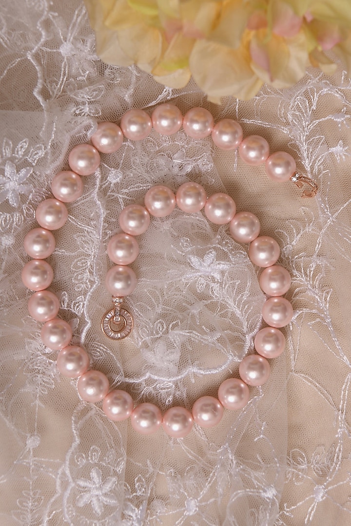 Rose Gold Finish Pearl Necklace by Totapari at Pernia's Pop Up Shop