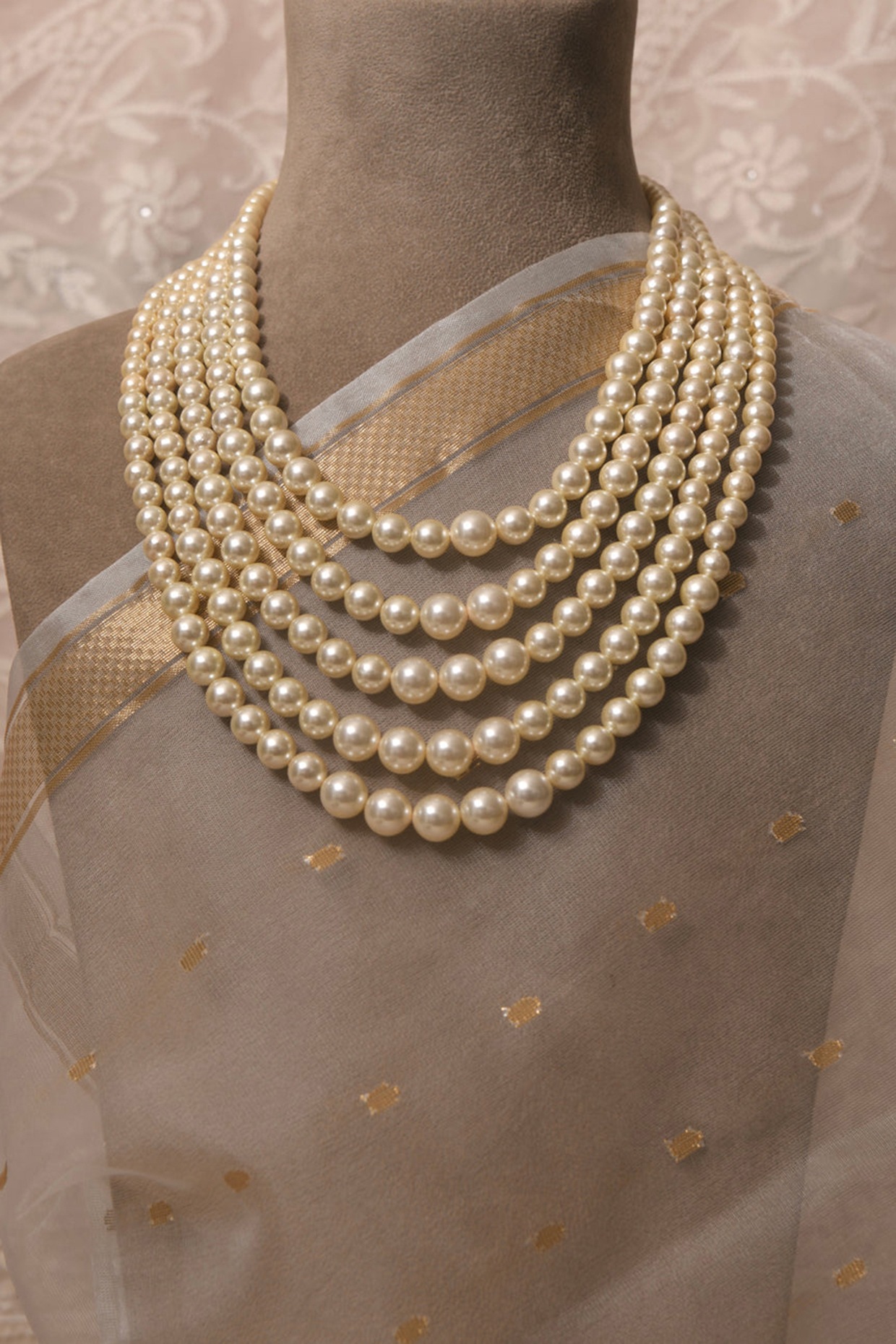 Gold Multi Layered Pearl Necklace Design by Totapari at Pernia s