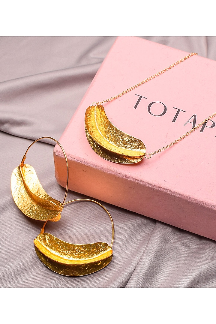 Gold Finish Hoop Earrings by Totapari