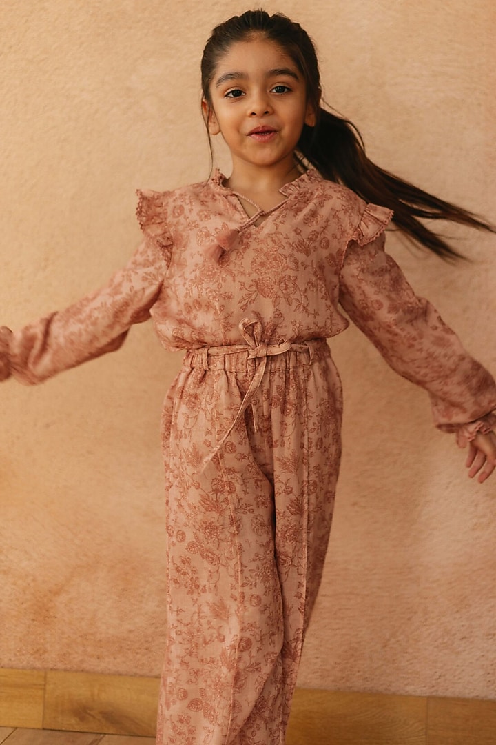 Rose Cotton Floral Printed Pants For Girls by Tribe Kids at Pernia's Pop Up Shop