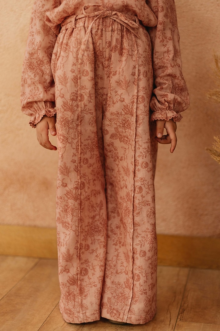 Rose Cotton Floral Printed Pants For Girls by Tribe Kids at Pernia's Pop Up Shop