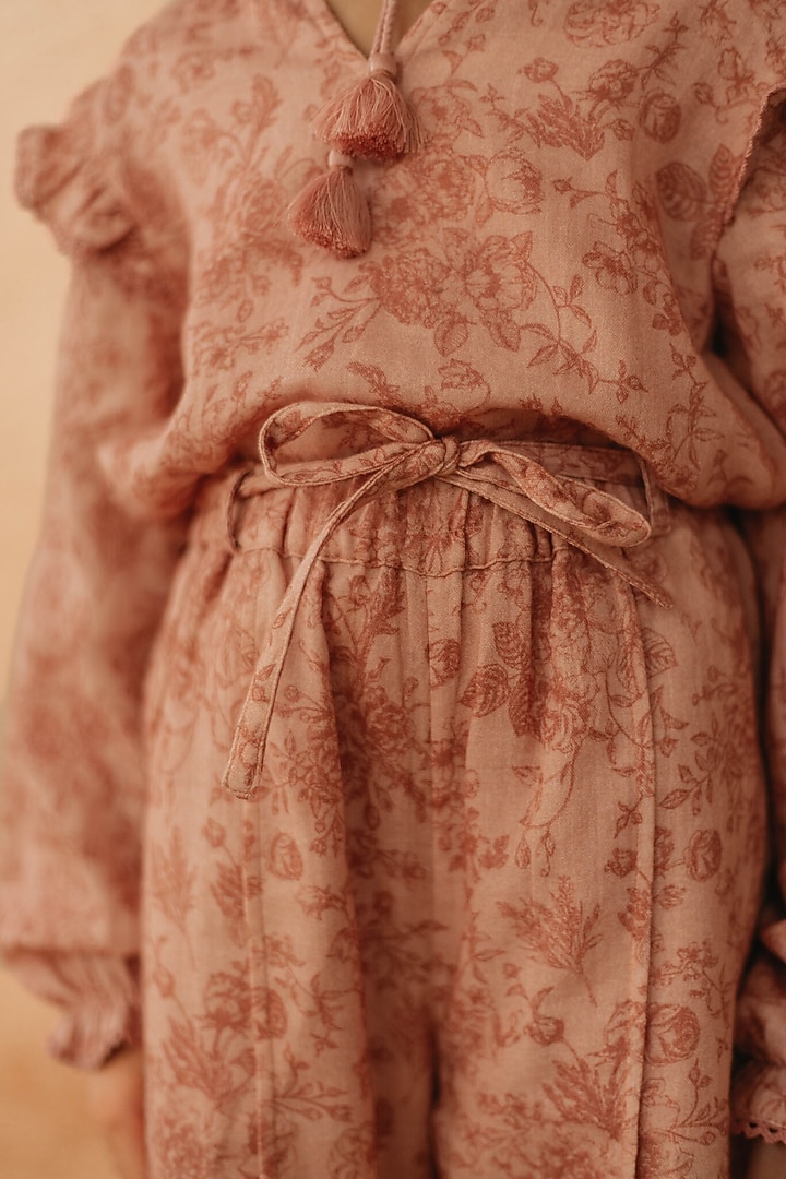 Rose Cotton Floral Printed Pants For Girls by Tribe Kids at Pernia's Pop Up Shop