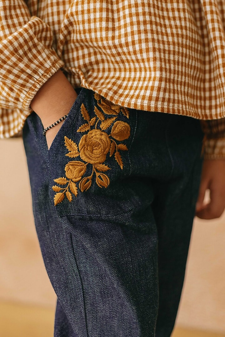 Navy Cotton Jean For Girls by Tribe Kids at Pernia's Pop Up Shop