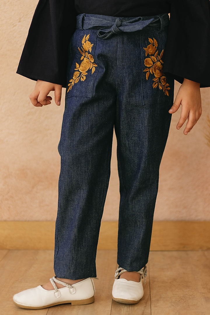 Navy Cotton Jean For Girls by Tribe Kids at Pernia's Pop Up Shop