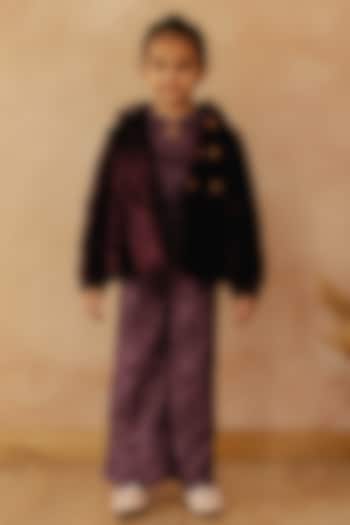 Purple Velvet Coat For Girls by Tribe Kids