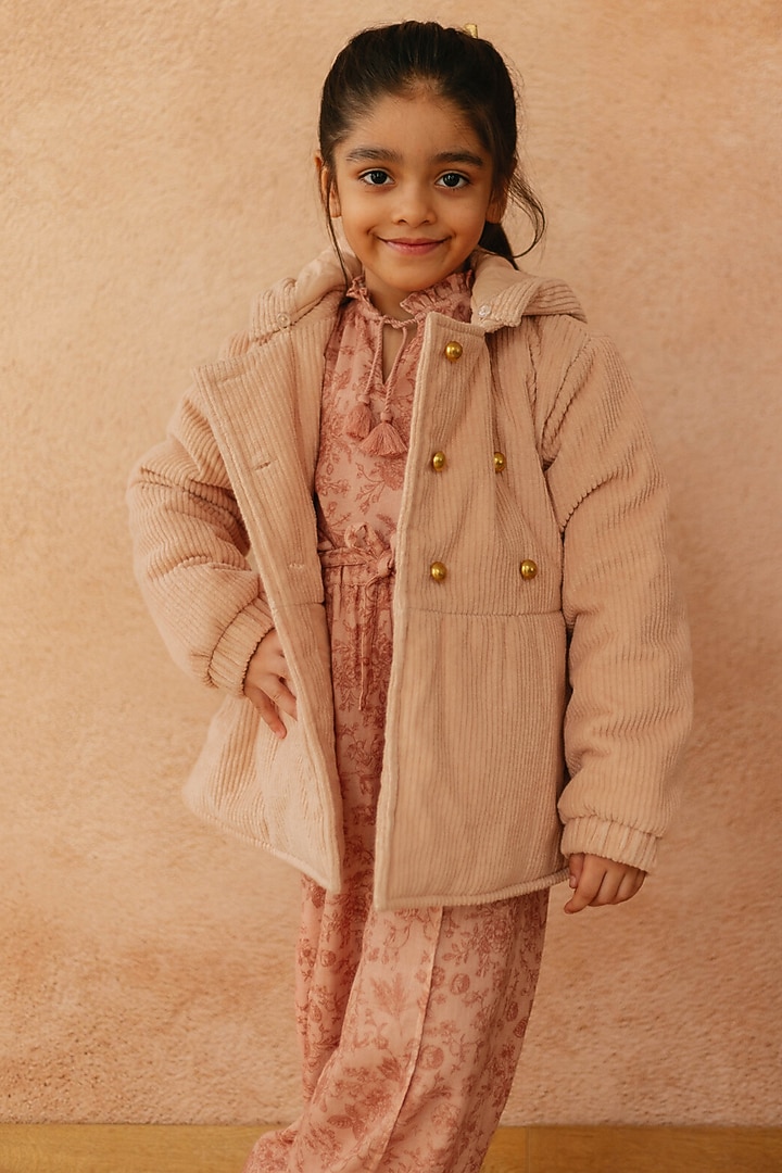 Pink Cotton Coat For Girls by Tribe Kids at Pernia's Pop Up Shop