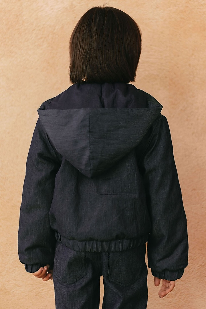 Navy Cotton Bomber Jacket For Boys by Tribe Kids at Pernia's Pop Up Shop