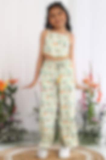 Off-White Cotton Printed Pants For Girls by Tribe Kids at Pernia's Pop Up Shop