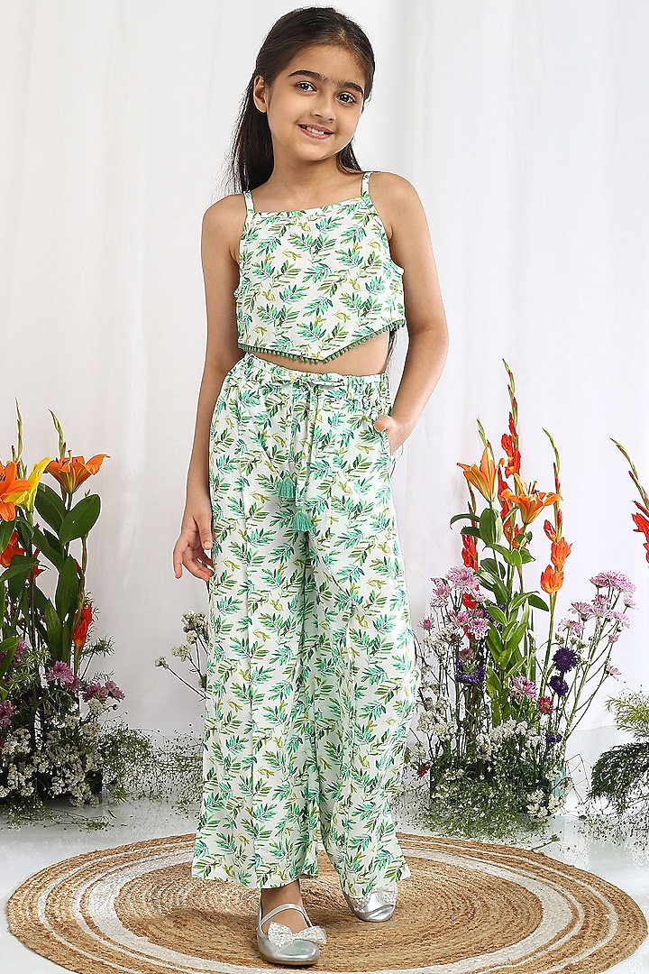 Off-White Cotton Printed Pants For Girls by Tribe Kids at Pernia's Pop Up Shop