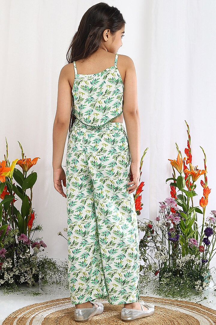 Off-White Cotton Printed Pants For Girls by Tribe Kids at Pernia's Pop Up Shop