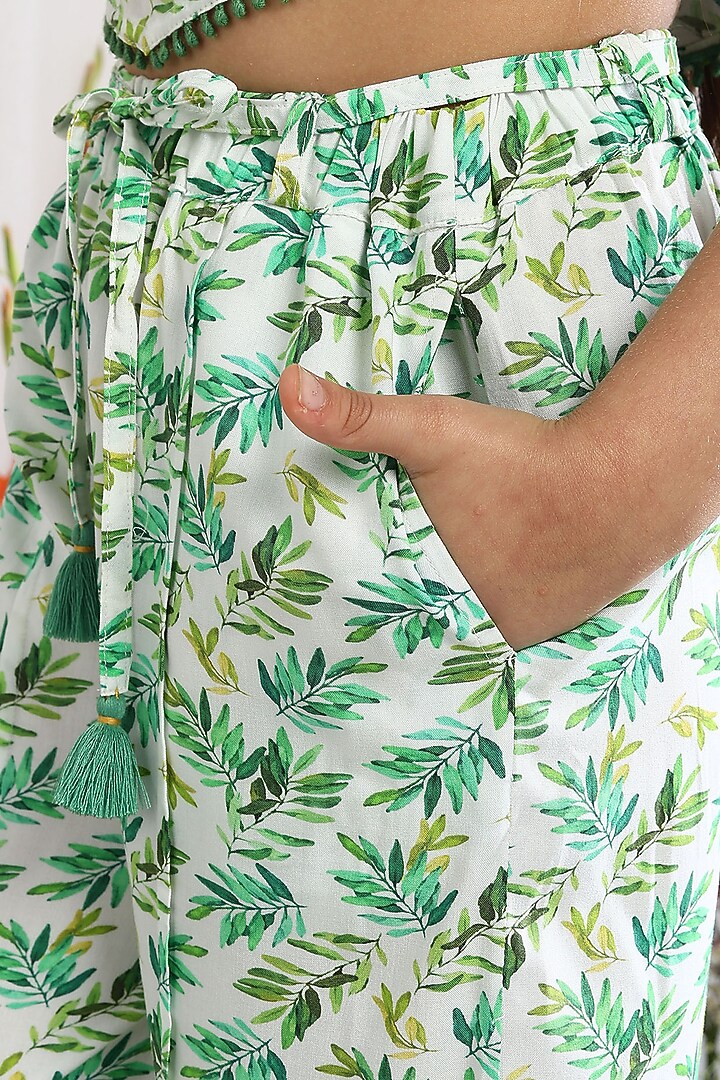 Off-White Cotton Printed Pants For Girls by Tribe Kids at Pernia's Pop Up Shop