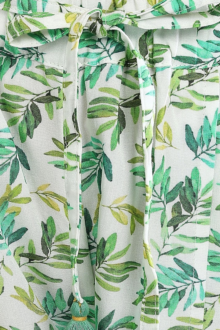 Off-White Cotton Printed Pants For Girls by Tribe Kids at Pernia's Pop Up Shop