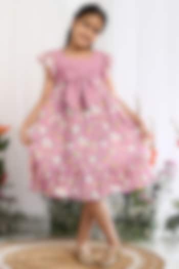 Pink Cotton Dress For Girls by Tribe Kids at Pernia's Pop Up Shop