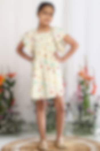 Off-White Cotton Printed Pant For Girls by Tribe Kids at Pernia's Pop Up Shop
