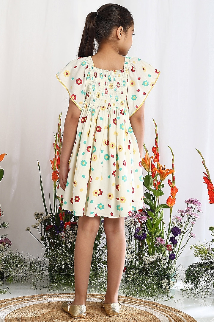 Off-White Cotton Printed Pant For Girls by Tribe Kids at Pernia's Pop Up Shop