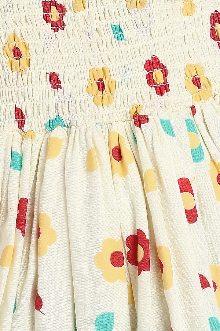 Off-White Cotton Printed Pant For Girls by Tribe Kids at Pernia's Pop Up Shop