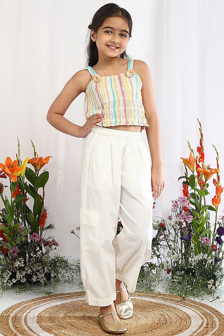 Multi-Colored Cotton Embellished Top For Girls by Tribe Kids at Pernia's Pop Up Shop