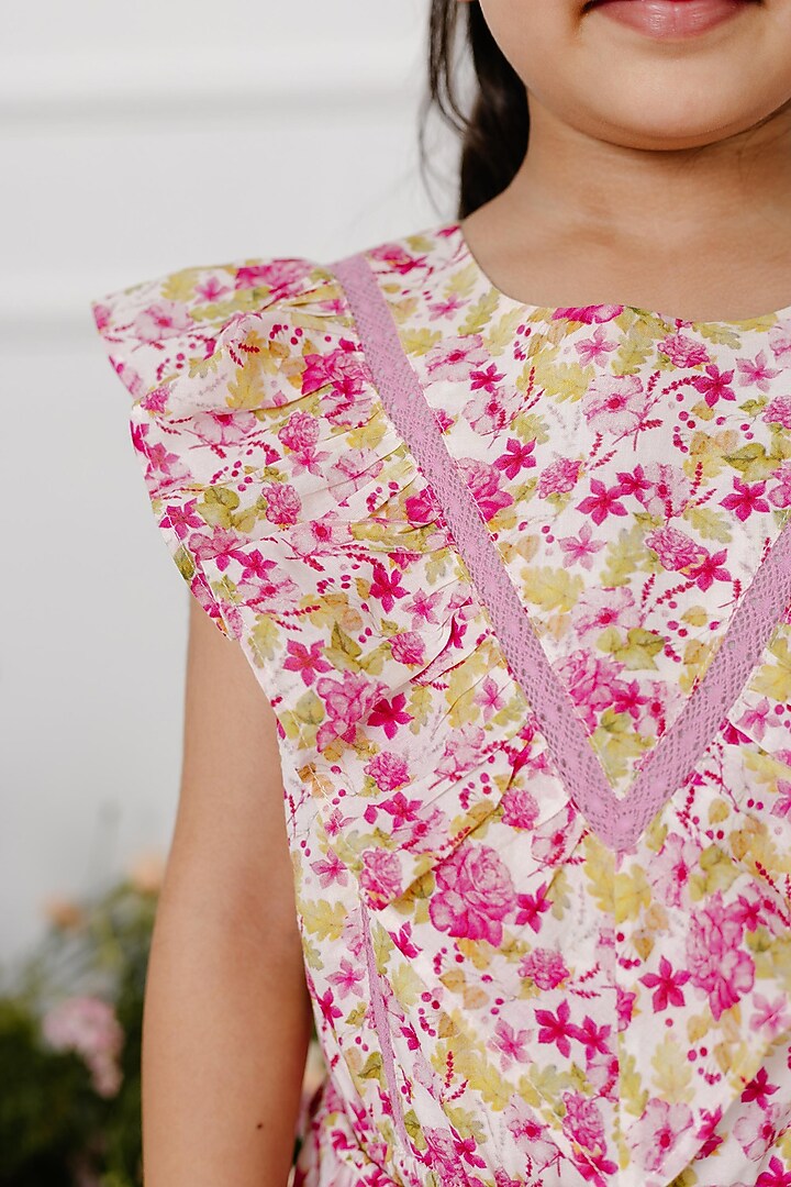 Pink Printed Top For Girls by Tribe Kids at Pernia's Pop Up Shop