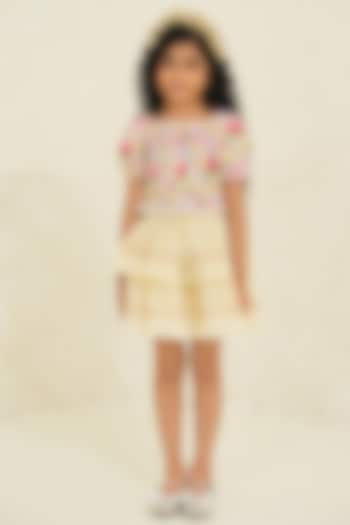 Ecru Cotton Skirt Set For Girls by Tribe Kids at Pernia's Pop Up Shop