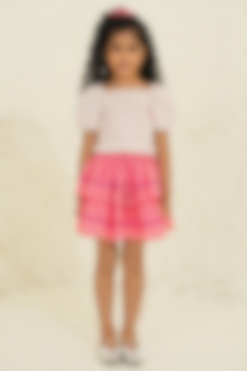 Pink Cotton Skirt Set For Girls by Tribe Kids at Pernia's Pop Up Shop