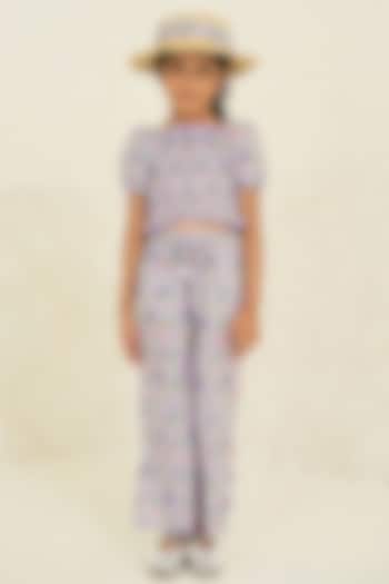 Purple Soft Cotton Floral Printed Co-Ord Set For Girls by Tribe Kids at Pernia's Pop Up Shop