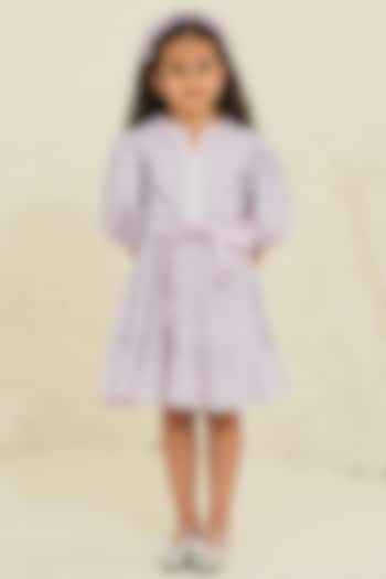 Lilac Cotton Embroidered Boho Dress For Girls by Tribe Kids at Pernia's Pop Up Shop