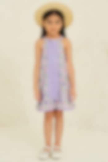 Purple Cotton Floral Printed Dress For Girls by Tribe Kids at Pernia's Pop Up Shop