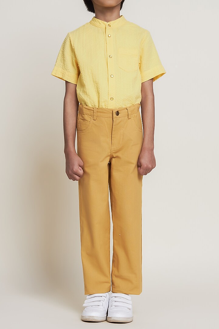 Mustard Pure Cotton Pants For Boys by Tribe Kids at Pernia's Pop Up Shop