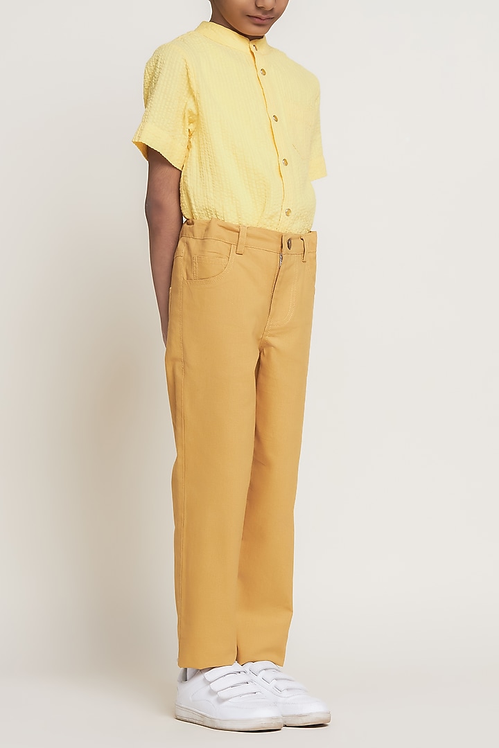 Mustard Pure Cotton Pants For Boys by Tribe Kids at Pernia's Pop Up Shop