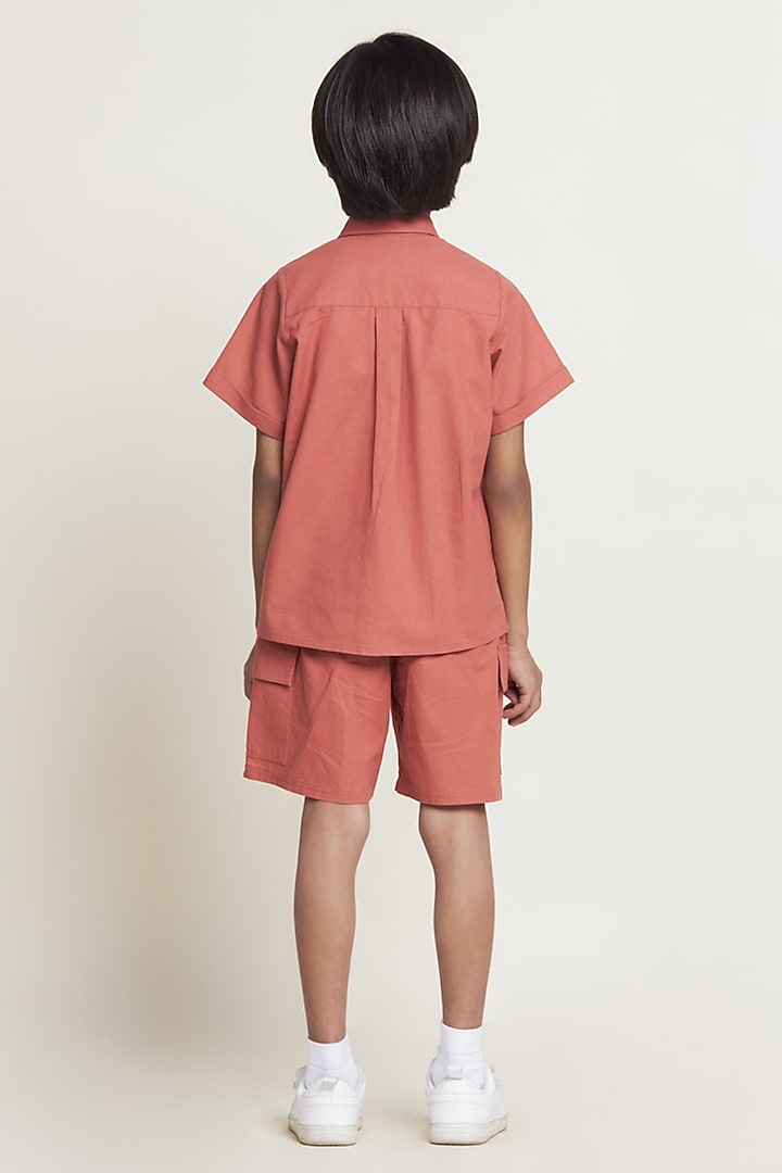 Brick Colored Pure Cotton Shorts For Boys by Tribe Kids at Pernia's Pop Up Shop