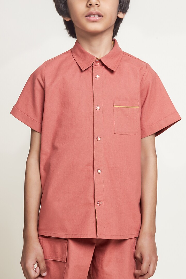 Brick Colored Pure Cotton Shorts For Boys by Tribe Kids at Pernia's Pop Up Shop