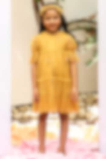 Yellow Embroidered Dress For Girls by Tribe Kids