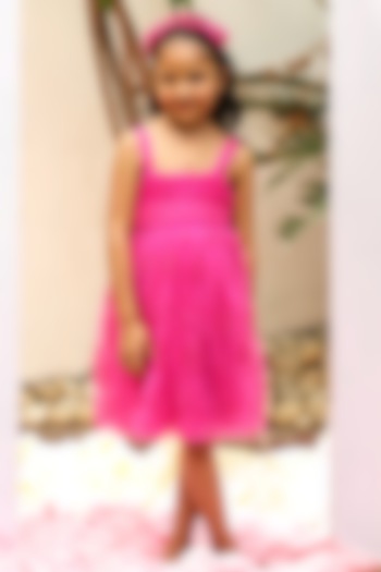 Fuchsia Floral Embroidered Dress For Girls by Tribe Kids