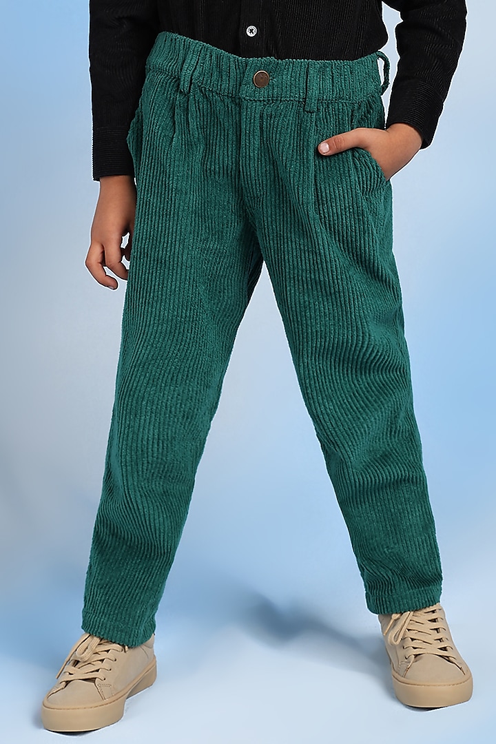 Green Corduroy Pant For Boys by Tribe Kids