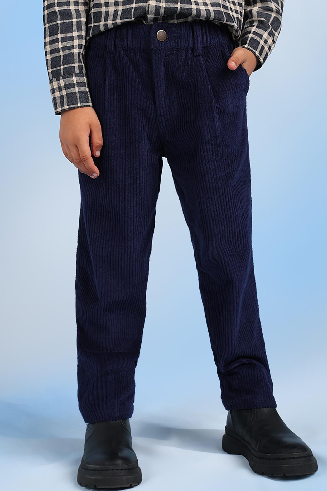 Blue Curduroy Pant For Boys by Tribe Kids